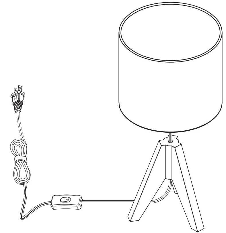 dewenwils HLTL05K Wooden Tripod Table Lamp