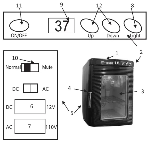 VEVOR FHQ25LHSFYQ5 60D1V1 Digital Thermoelectric Incubator - Description