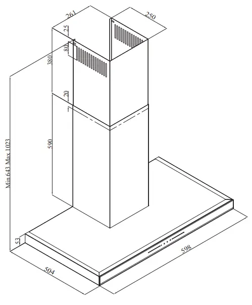 beko BHCB 63640 B 60cm Wall Mounted Hood - Figure1