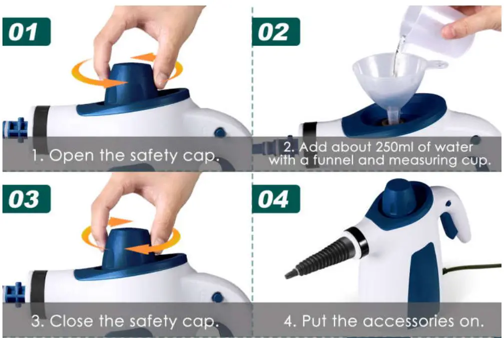 MOSCHE Steam Cleaner User Manual - Correct Use Steps