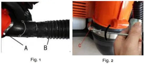 XPOtool 61956 Petrol Backpack Leaf Blower - Attaching the flexible pipe