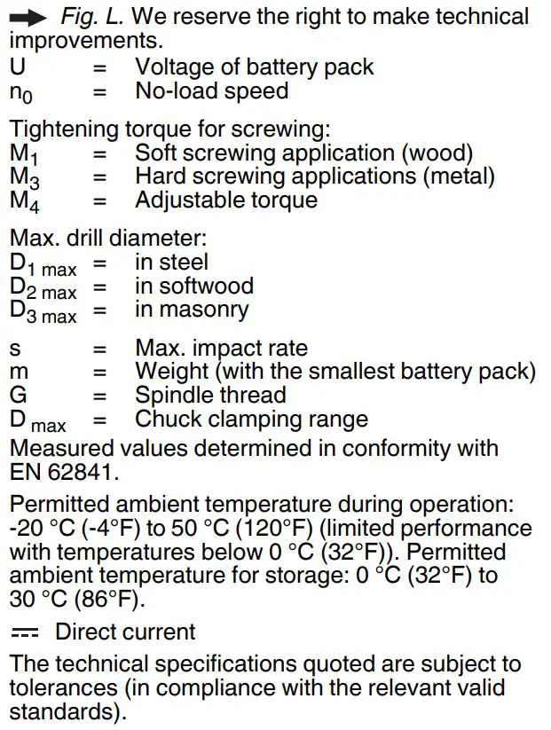 metabo BS 18 LT BL Cordless Hammer Screwdriver Instructions - Technical Data
