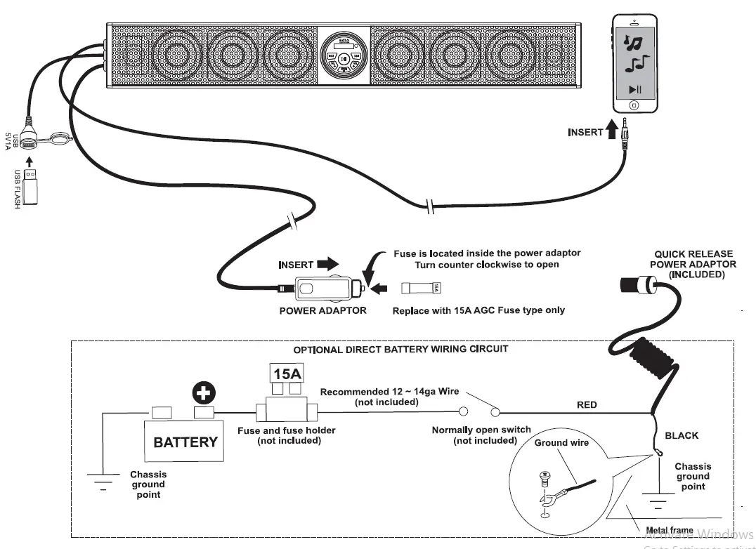 BOSS AUDIO BRT36A Weatherproof 36 Inch IPX5 Rated ATV or UTV Sound Bar Audio System FIG 11