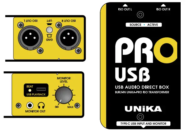 UNIKA PRO USB Pro Series Audio Interface USB Audio Direct Box
