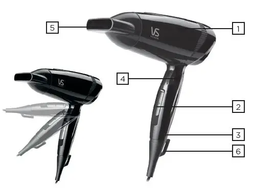 VS-SASSOON-VSD875A-Traveller-2000-Hair-Dryer-fig-1