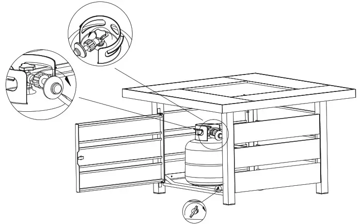 HOME DECORATORS COLLECTION 2364FP Summerfield 39 5 Inch Square Steel LP Gas Fire Pit - Assembly 10