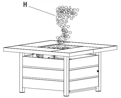 HOME DECORATORS COLLECTION 2364FP Summerfield 39 5 Inch Square Steel LP Gas Fire Pit - Assembly 12