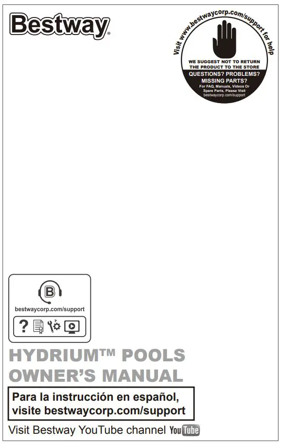 Bestway 56385E Hydrium 15 Feet x 48 Inch Round Steel Wall Above Ground Pool Set Owner's Manual