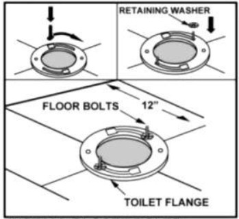 upc ONE Piece Toilet - INSTALL CLOSET BOLTS