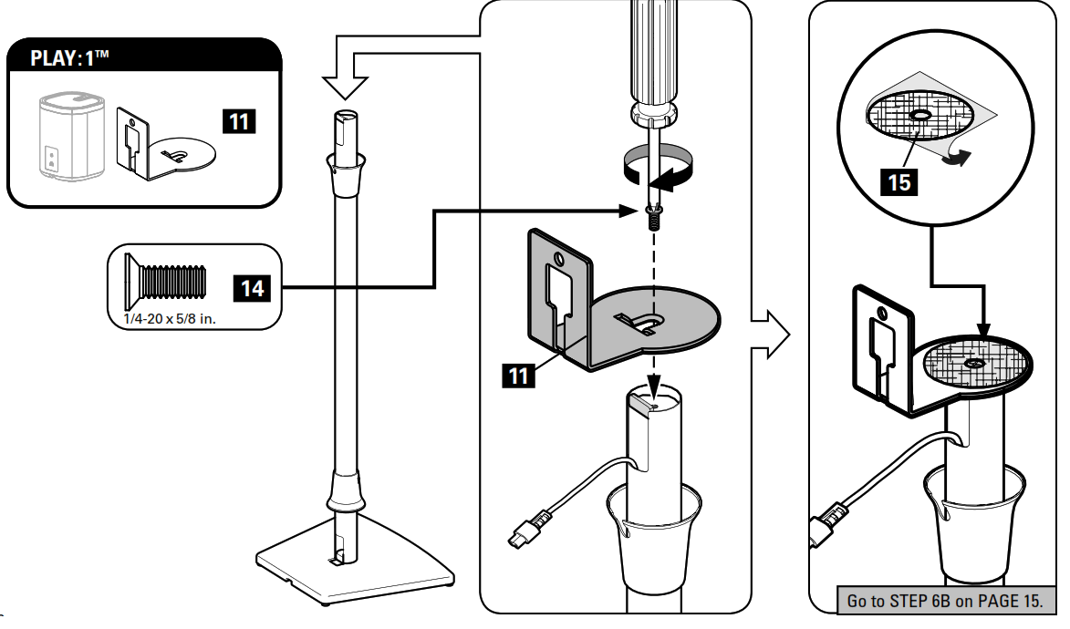 SANUS WSS21 WSS22 Speaker Stand - Attach Speaker 1