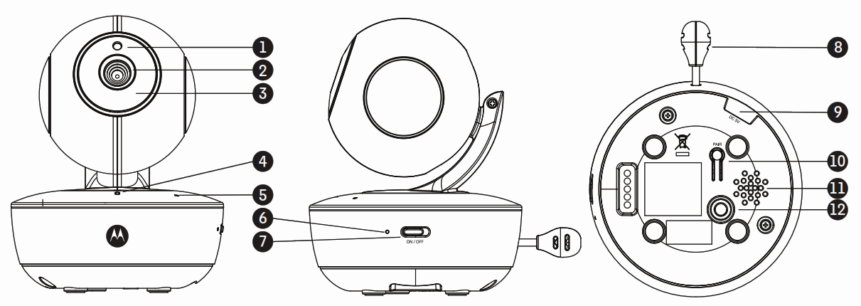 motorola VM55 5 0 Inch Video Baby Monitor - Baby Unit