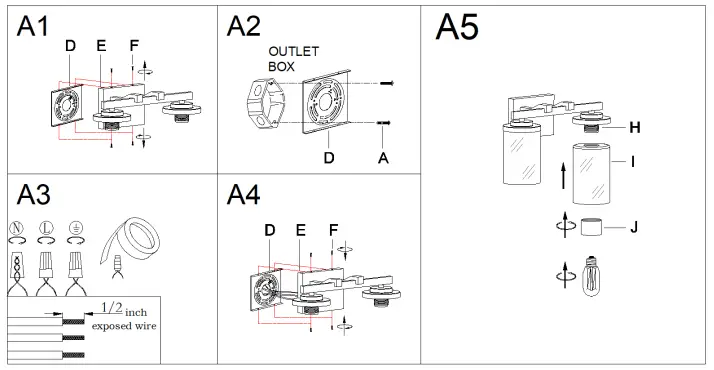 ZEVNI A04696 Mavis 14.1-in 2-Light Black-Brass Transitional Vanity Light 4