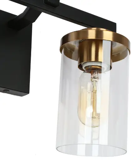 ZEVNI A04696 Mavis 14.1-in 2-Light Black-Brass Transitional Vanity Light