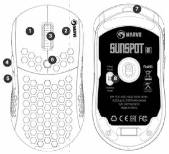 MARVO Sunspot W1 G949 Wireless Gaming Mouse - fig 1