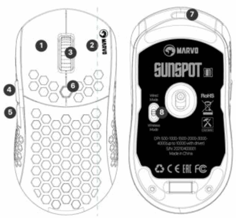MARVO Sunspot W1 G949 Wireless Gaming Mouse
