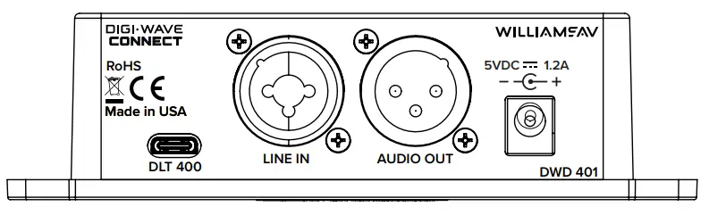 WILLIAMS AV DWD-401 Digi-Wave Connect Analog Audio Cable Converter Box - Connections