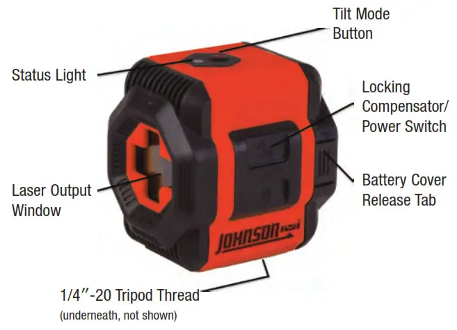 JOHNSON 40-6601 Self-Leveling Cross-Line Laser-- Location of Parts