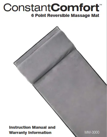 Homedics MM-3000 Constant Comfort 6 Point Reversible Massage Mat Instruction - massage mat