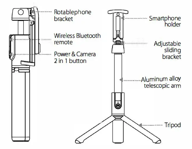 ATUMTEK ATSS001 Tripod Selfie Stick fig1