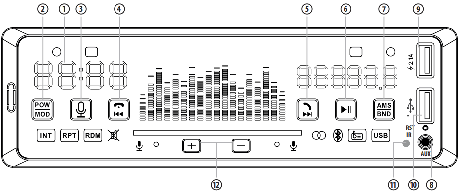 39752 Phantomx Multimedia Head Unit - BT USB MICRO SD AUX