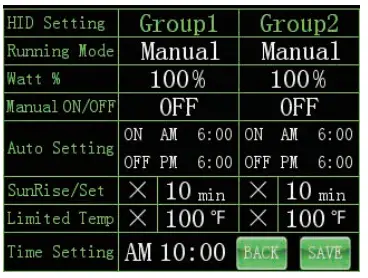 ILUMINAR ILUM CTRL TC Touch Grow Controller - Setting