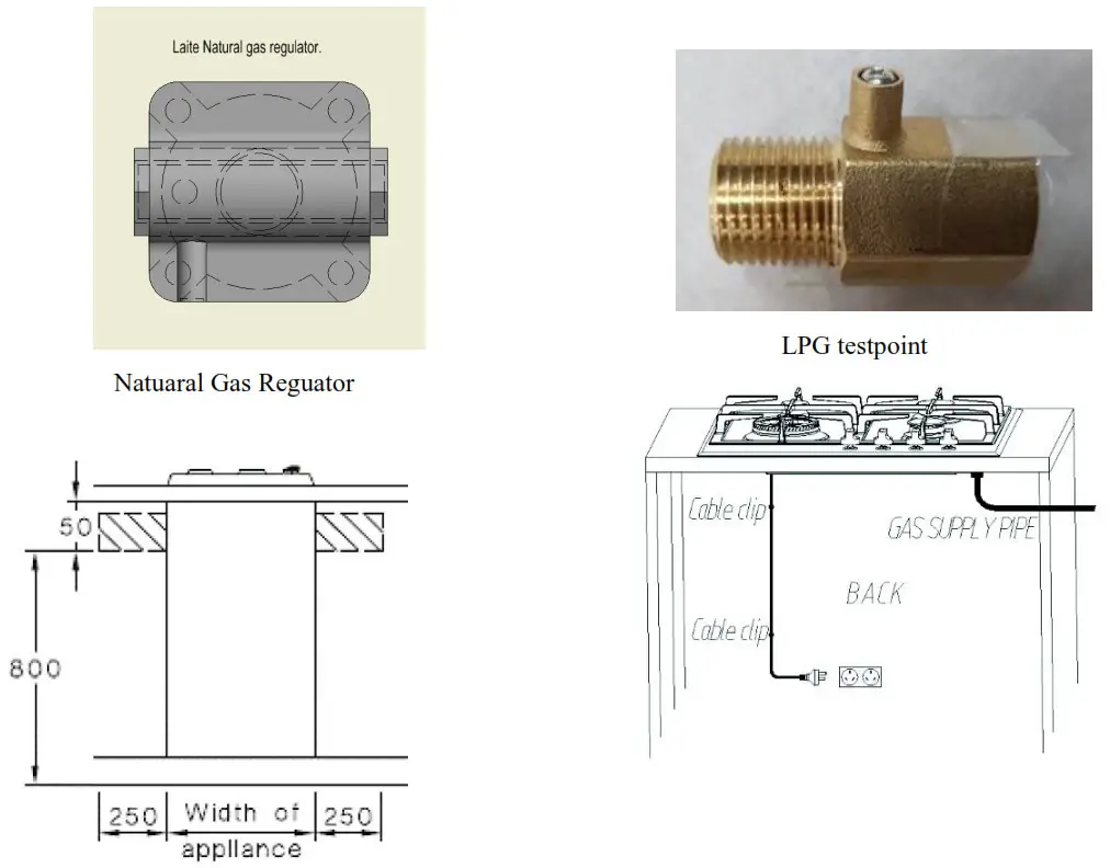 Goldline SAB4GL Gas Cooktop - Gas connection