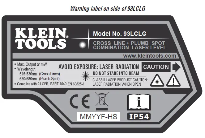 KLEIN TOOLS 93LCLG Self-Leveling Green Cross Line Laser Level with Red Plumb Spot fig 1