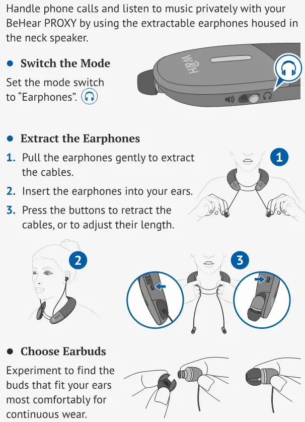 BeHear Neck Speaker Personal Hearing Amplifier - Earphones Mode