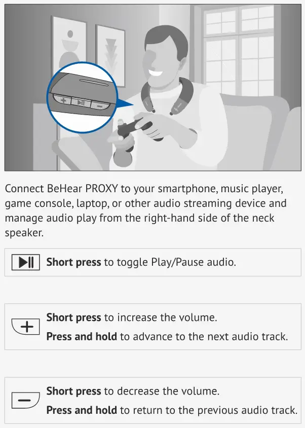 BeHear Neck Speaker Personal Hearing Amplifier - Music or Gaming or Video Calls