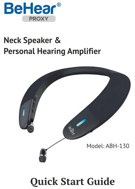 BeHear Neck Speaker Personal Hearing Amplifier User Guide