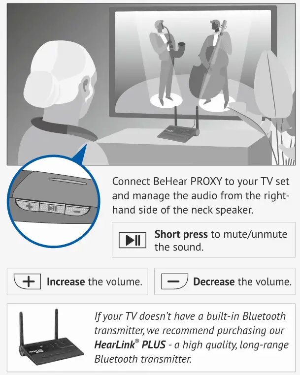 BeHear Neck Speaker Personal Hearing Amplifier - Watching Television