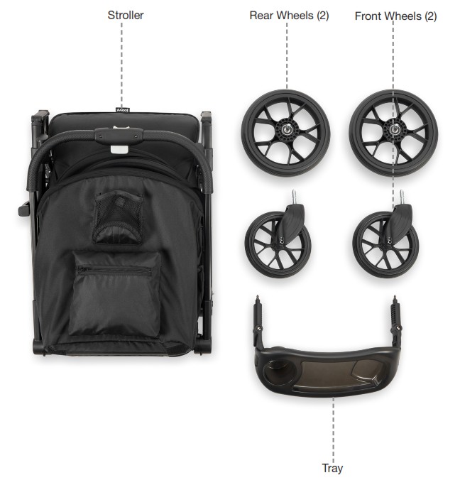 joovy Kooper RS Single Stroller with Snack Tray - Parts List