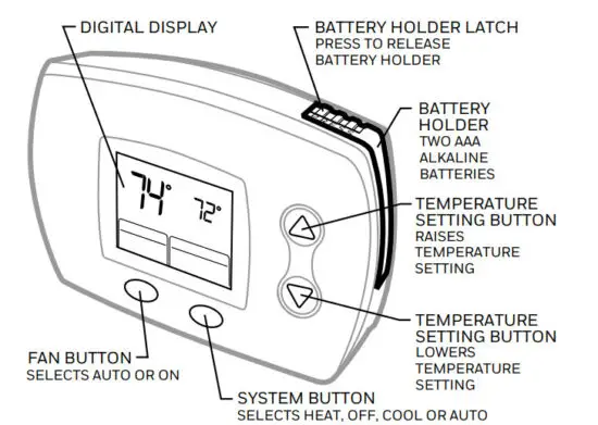 Honeywell TH5110D Non Programmable Thermostat - figure 2