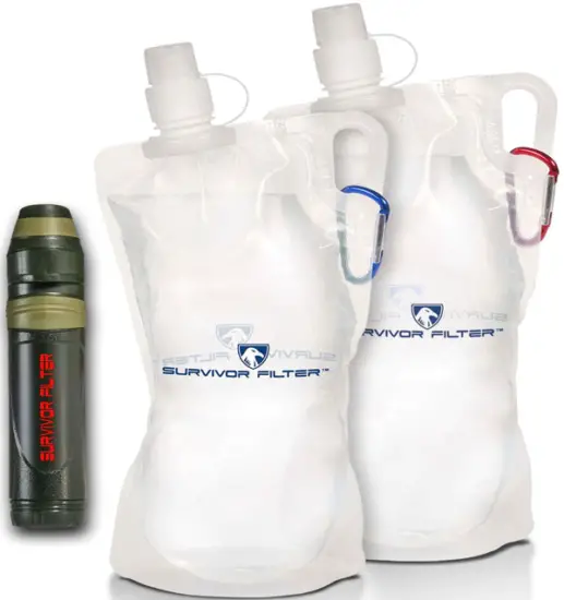 SURVIVOR FILTER L600D Squeeze Water Filter 2 Canteens
