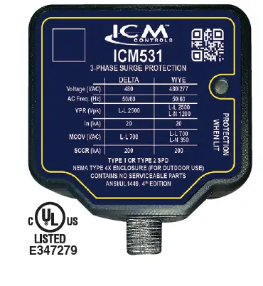 ICM CONTROLS ICM530 3-Phase Surge Protective Devices Instructions fig 1