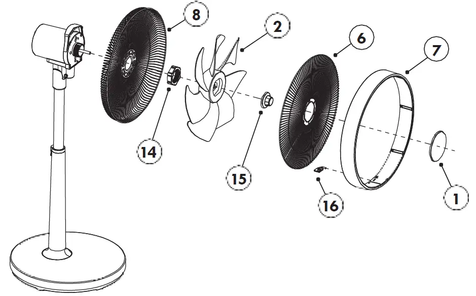 AIO WSS-100BPL Stand Fan Activejet Selected fig (2)