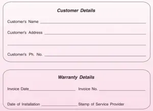 WARRANTY CARD