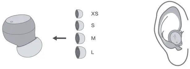 Headphones 1MORE ComfoBuds Mini Hybrid Active Noise Cancelling Earbuds User Manual - Placement