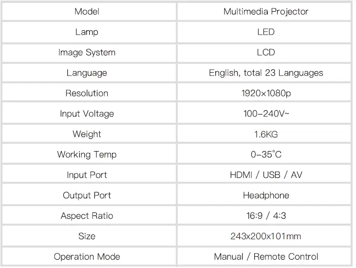 FunFlix ‎RD-882 Mini Projector HD Portable Projector - 19