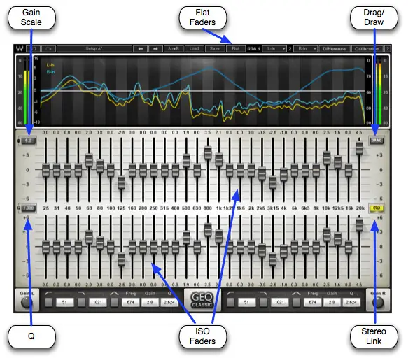 WAVES GEQ Graphic Equalizer Plugin -EQ Section
