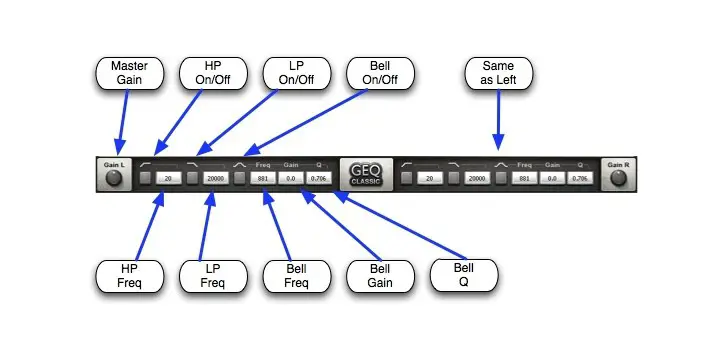 WAVES GEQ Graphic Equalizer Plugin - Parametric EQ Section