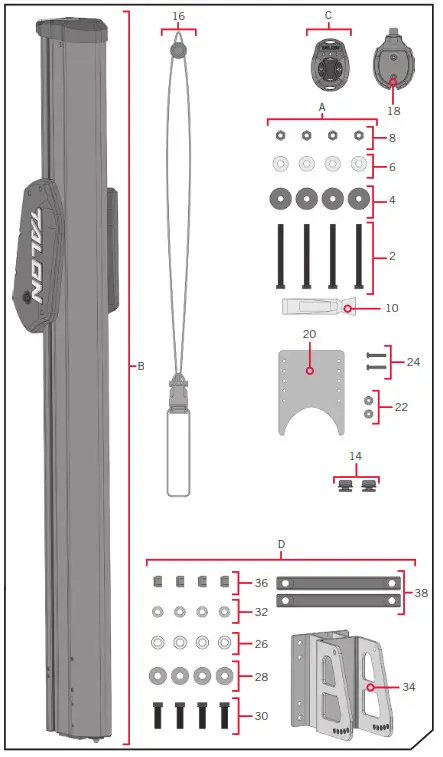 MINN KOTA Talon Shallow Water Anchor - INSTALLATION PARTS LIST