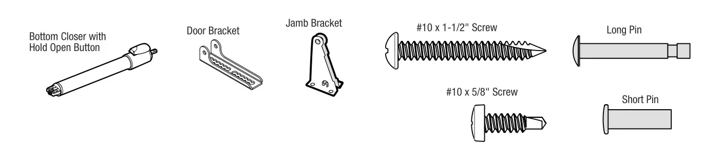 LARSON 202220836CH Double Hold-Open Closer Kit - Parts List