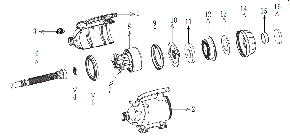 XPOWER Pro-At-Home Pet Dryer + Vacuum B-2 - PARTS LIST