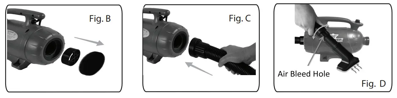 XPOWER Pro-At-Home Pet Dryer + Vacuum B-2 - VACUUM OPERATION