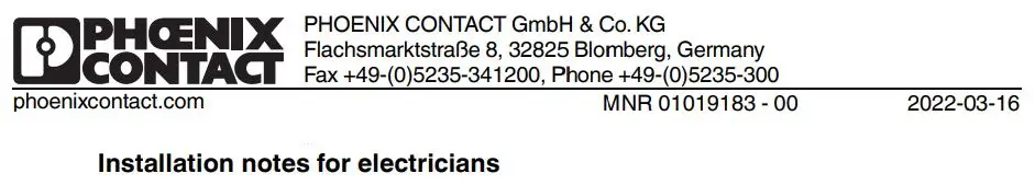 PHOENIX CONTACT 3209565 Tripleport PG Terminal Instructions