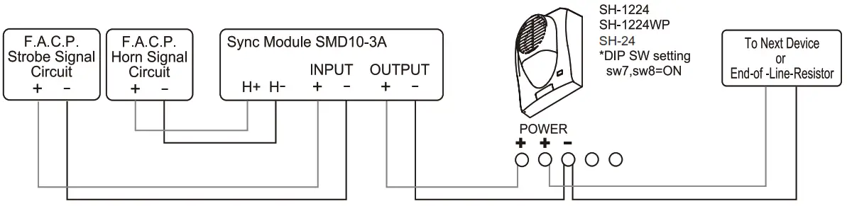 POTTER SH-1224WP SERIES Wall Mount Weather Proof Select-A-Strobe-Horn - Wiring Diagram1