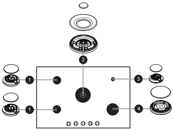 LG CBGS3028 Gas Cooktop - heads are placed
