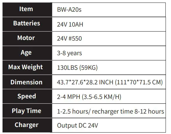 JOYWHALE BW-A20 24V Kids Ride on 2 Seater ATV Car 4WD Quad Electric Vehicle (1)