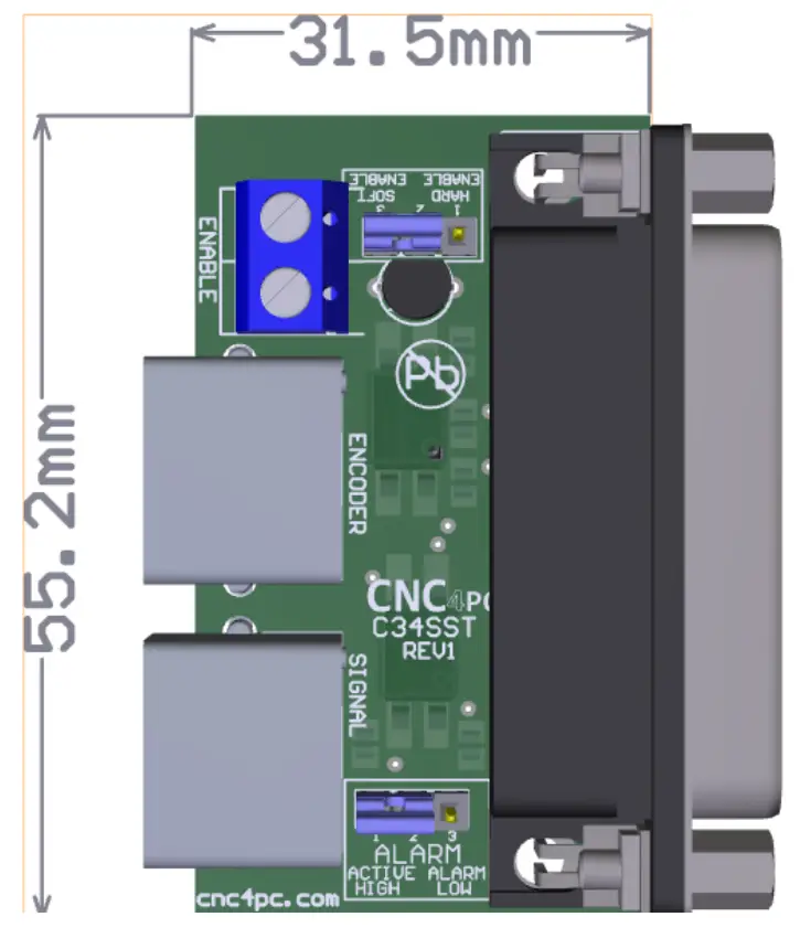 CNC4PC C34SST RJ45 Driver Board - DIMENSION
